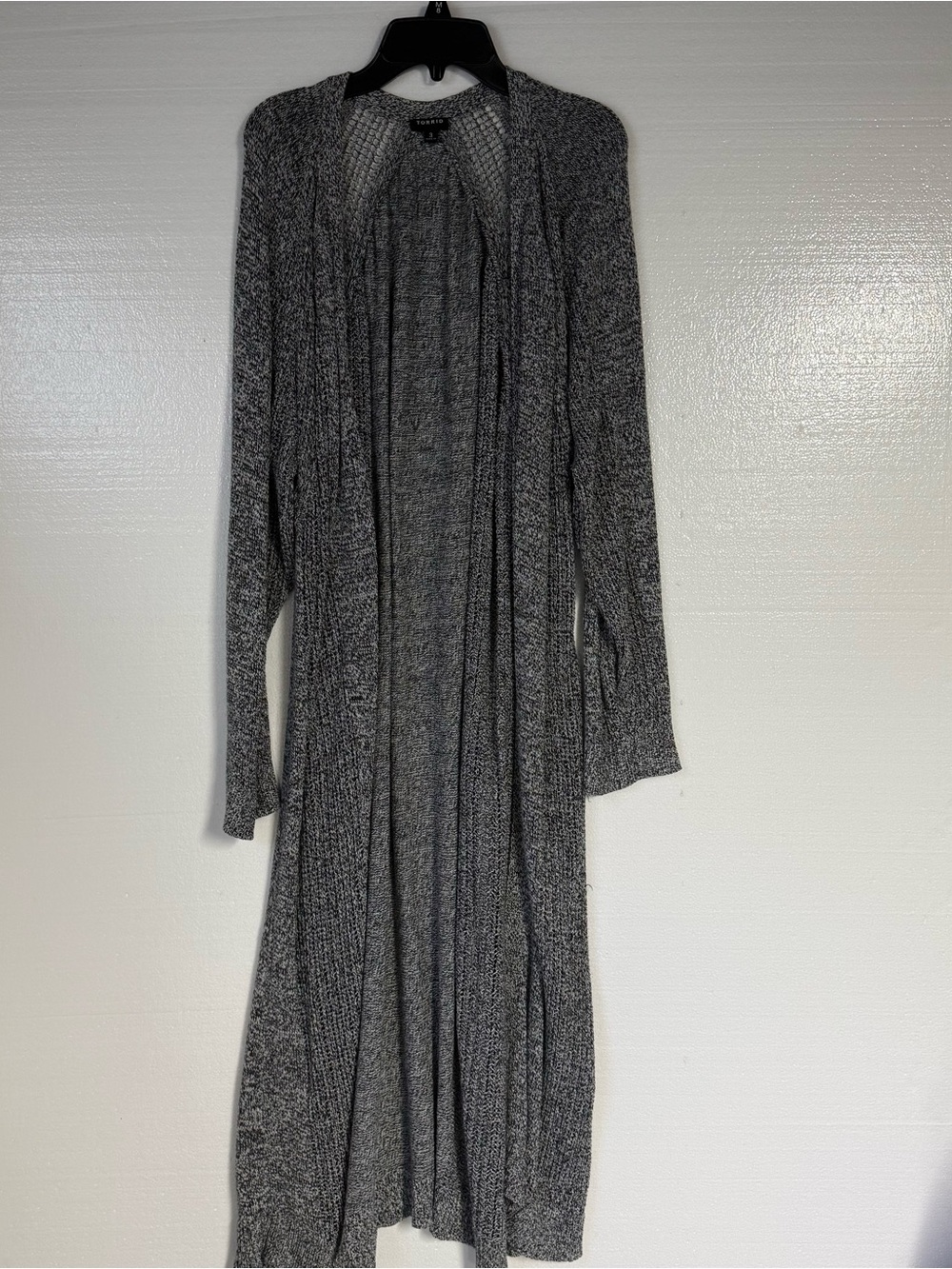 Torrid Size 3 Gray Black Marled Knit Long Open Front Duster Cardigan Plus Size